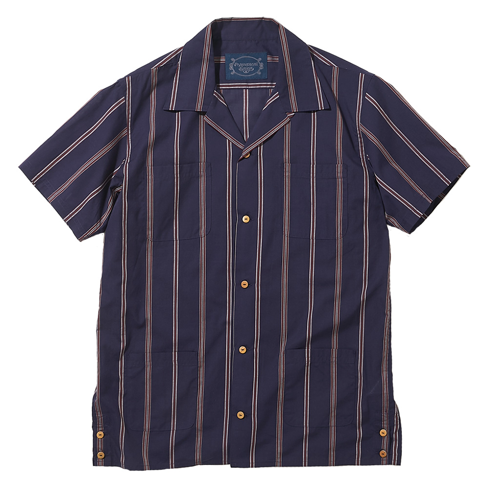 S_E_A (DOT) OPEN COLLAR S/S SHIRT / NAVY